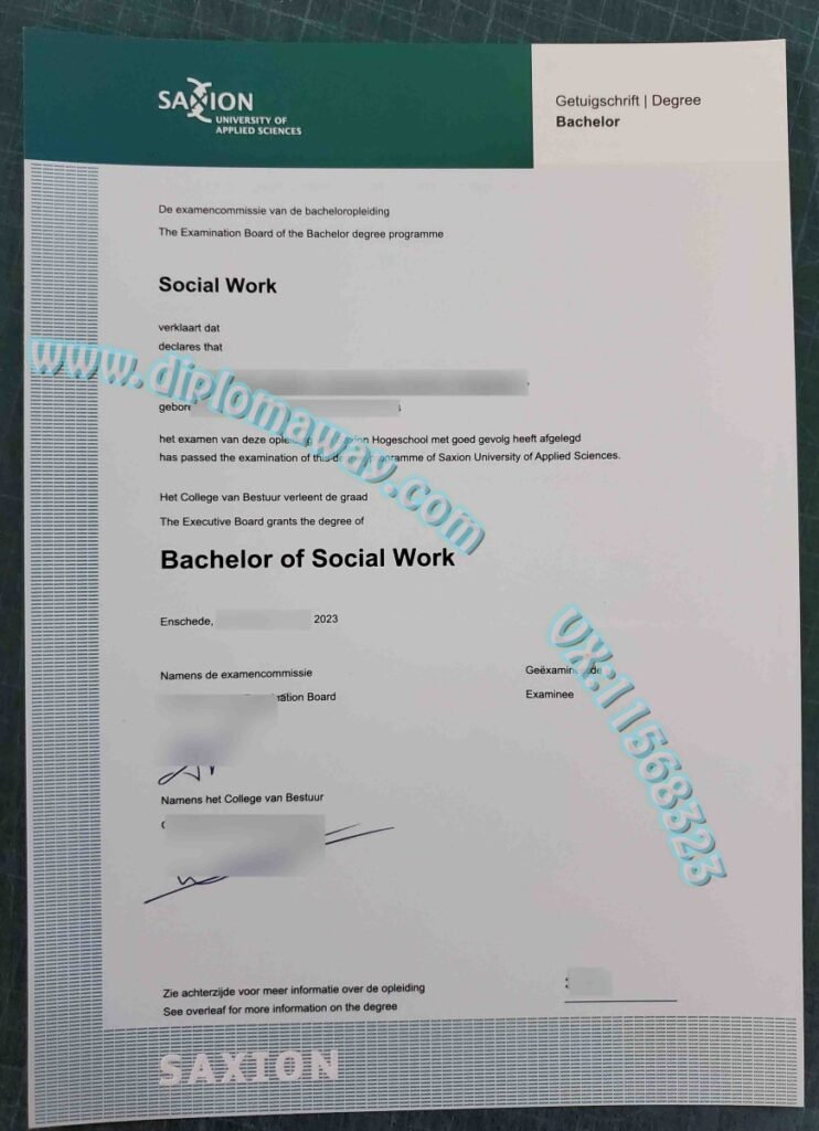 萨克逊大学毕业证Saxion University diploma模板