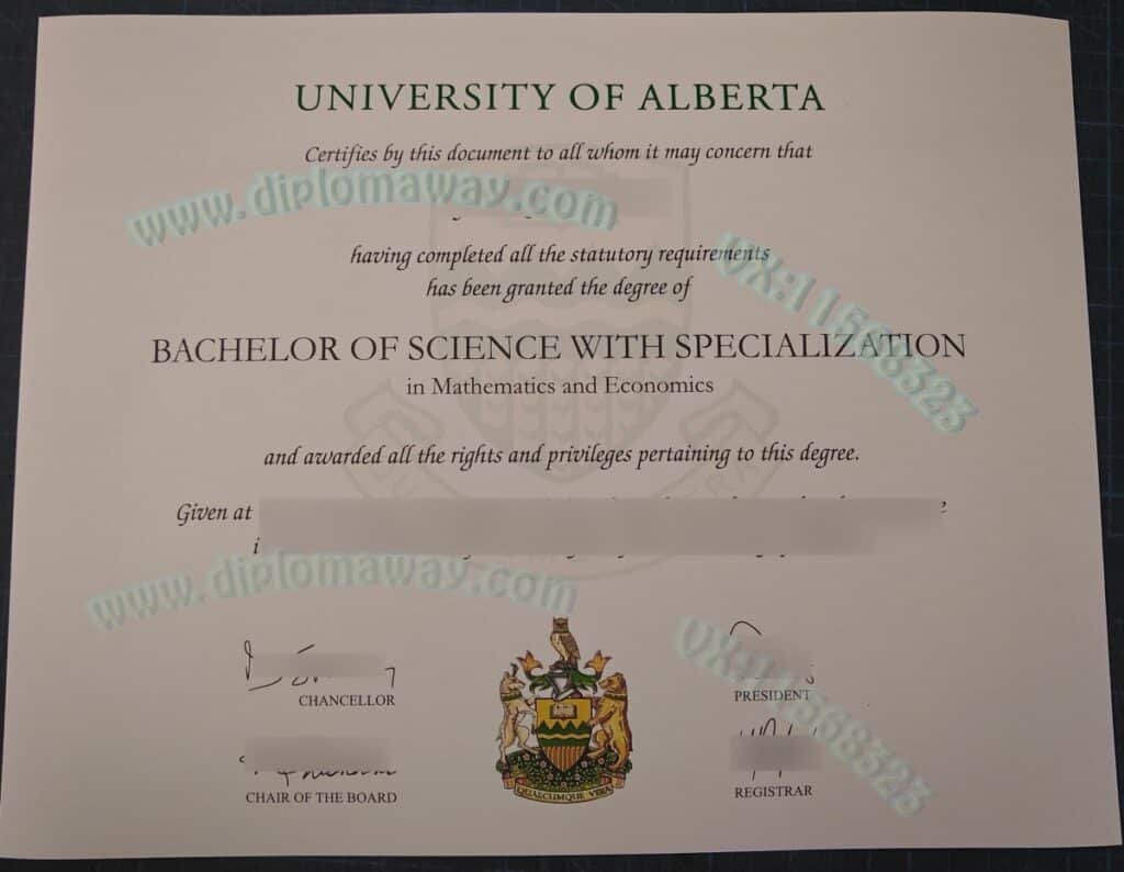 阿尔伯塔大学学位证书图，补办阿尔伯塔大学毕业证
