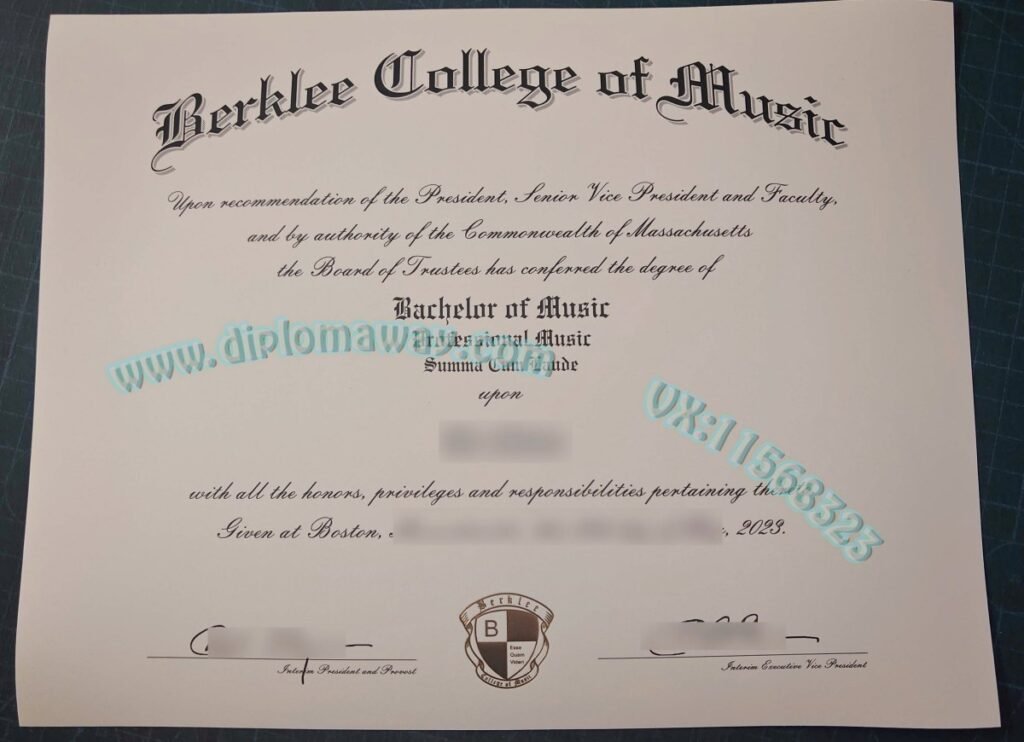 伯克利音乐学院文凭办理流程：Berklee College of Music diploma