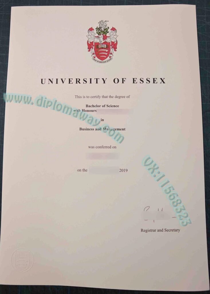 埃塞克斯大学毕业证样本，University of Essex diploma
