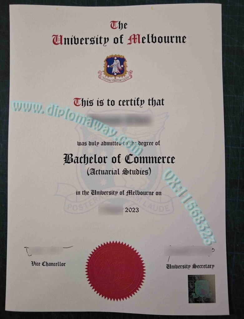 澳洲University of Melbourne diploma模板，墨尔本大学学位证与毕业证二合一案例。