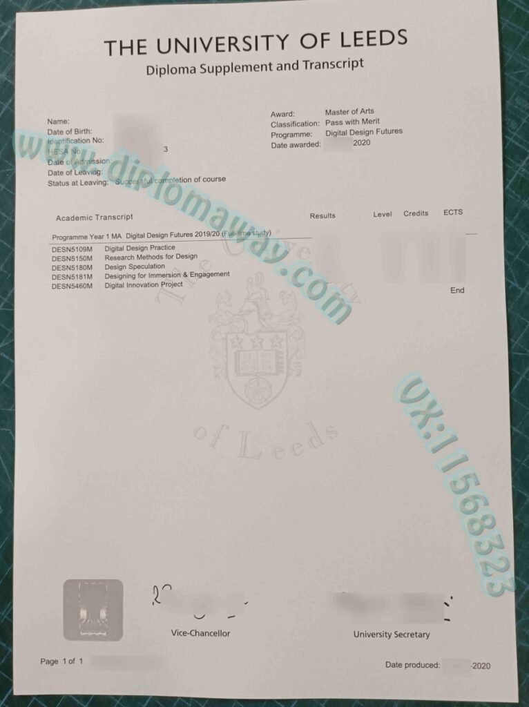 利兹大学成绩单