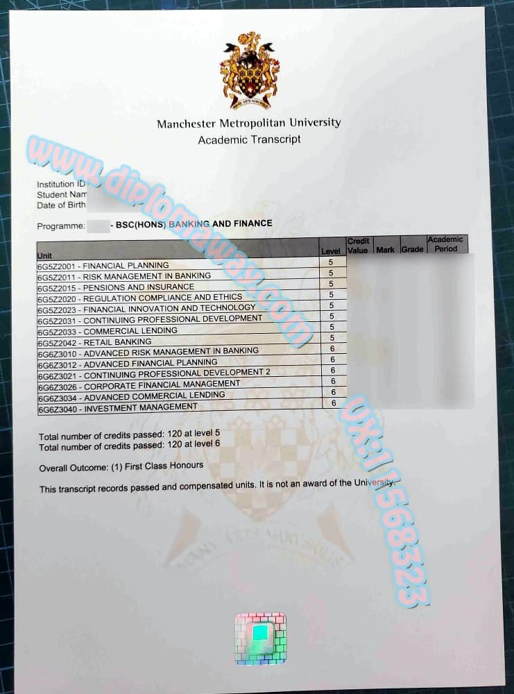 曼彻斯特城市大学成绩单